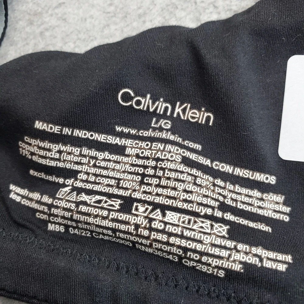 Calvin Klein Women Bra Large Black T Shirt Underwired Strap Adjustable